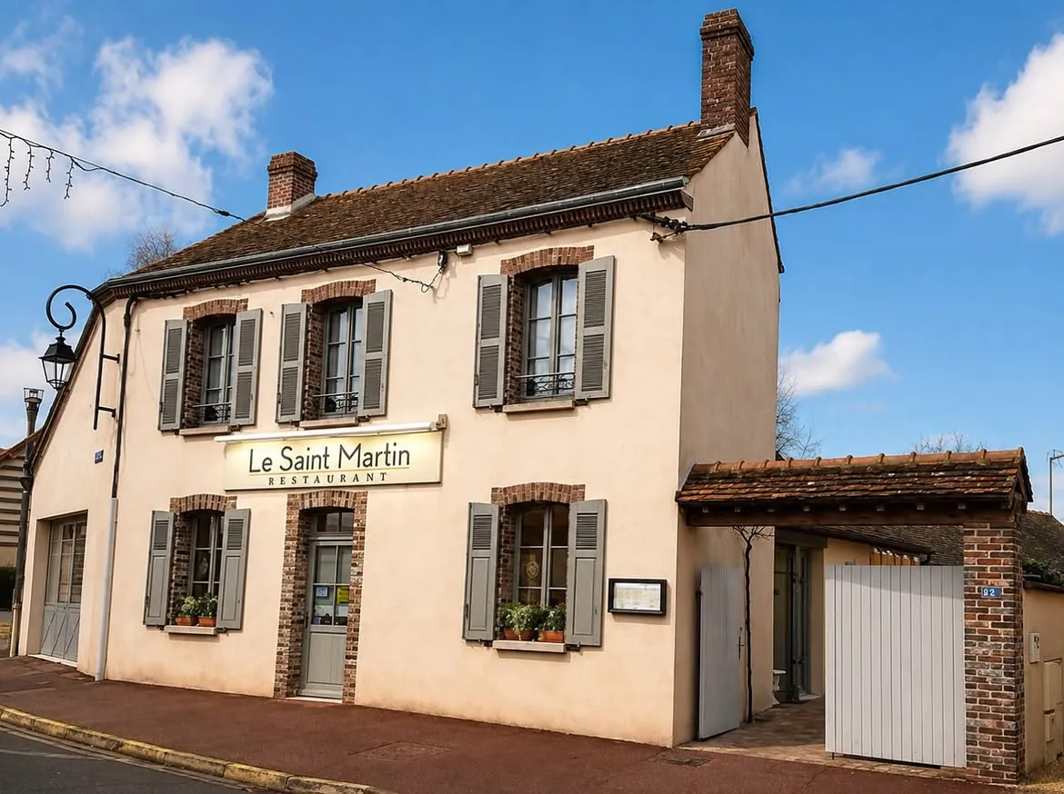 Façade du restaurant Le Saint Martin, 60 rue de la Mairie à Amilly